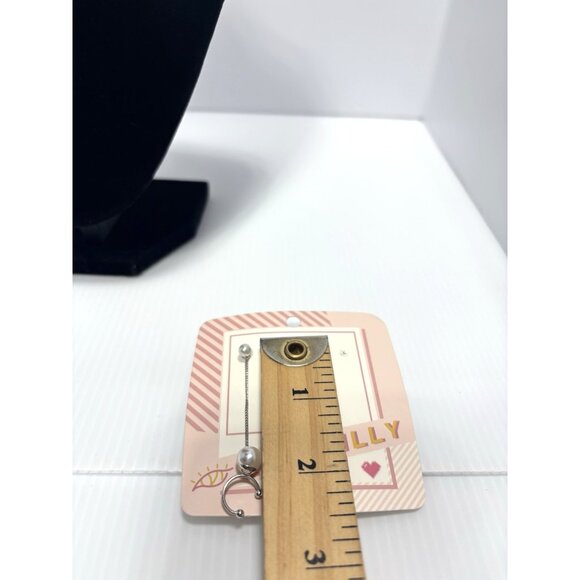 LILYMILLY Silver Pearl Chain Dangle Earrings Costume Drop Fashion Jewelry NEW - Picture 4 of 6